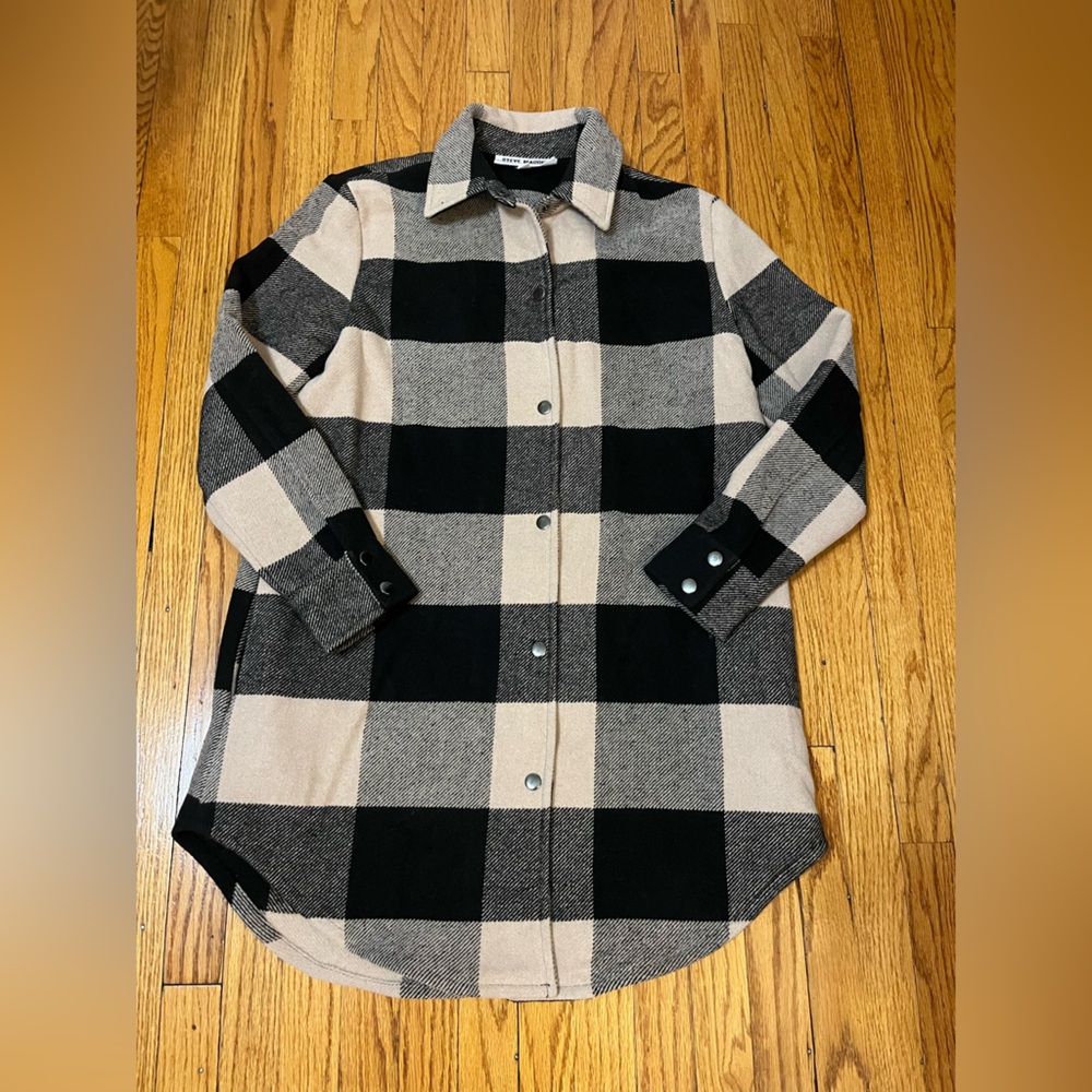 Women's Steve Madden Long Plaid Utility Jacket- Size Small- Pre-owned